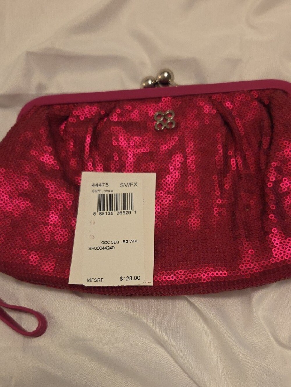 Coach Hot Pink Sequin Kiss-Lock Wristlet - Picture 7 of 7